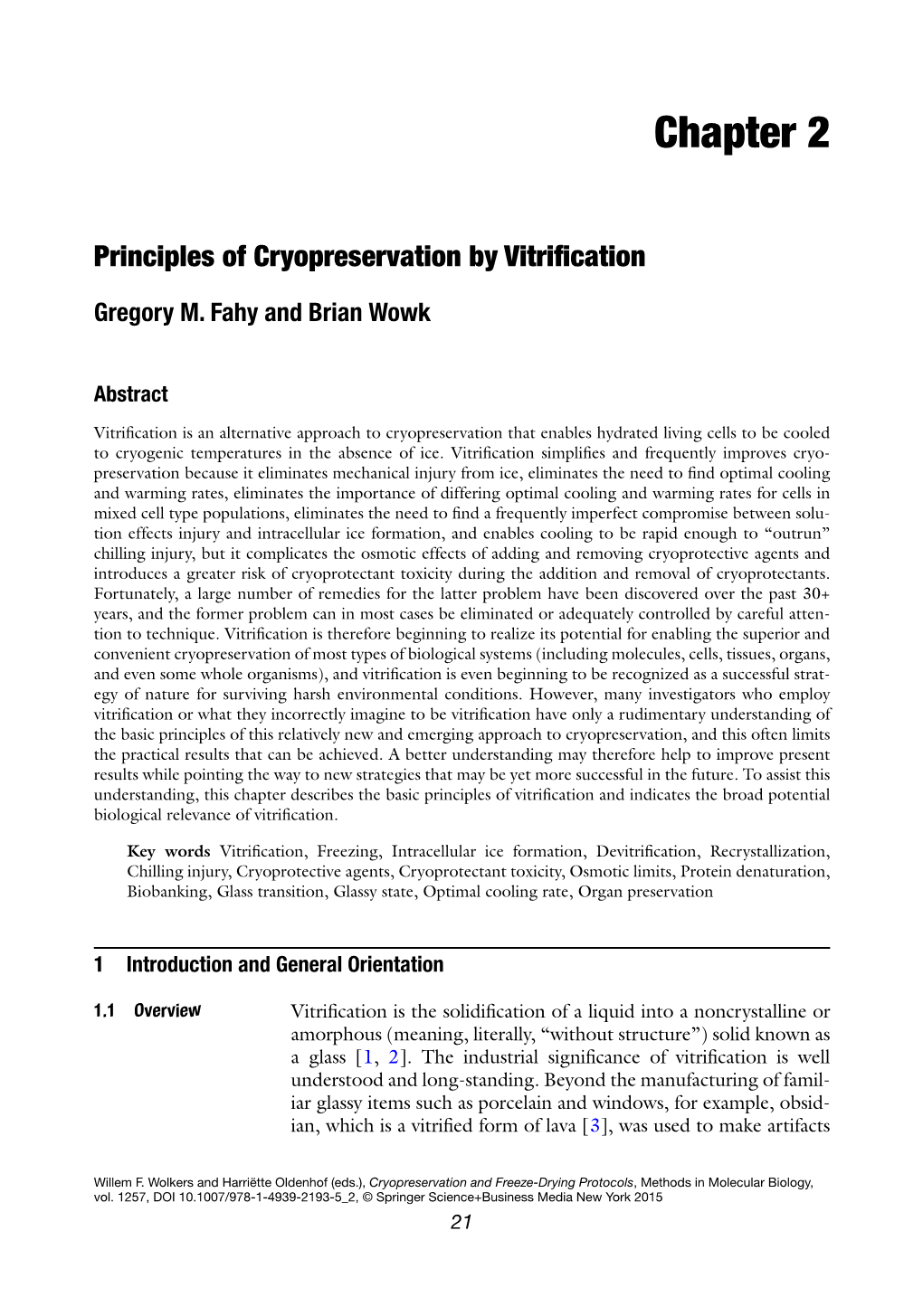 Principles of Cryopreservation by Vitrification