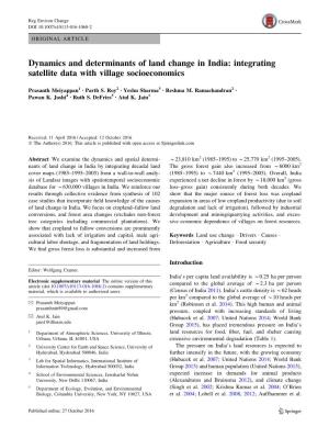Dynamics and Determinants of Land Change in India: Integrating Satellite Data with Village Socioeconomics