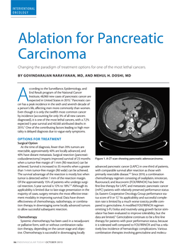 Ablation for Pancreatic Carcinoma Changing the Paradigm of Treatment Options for One of the Most Lethal Cancers