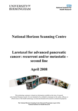 National Horizon Scanning Centre