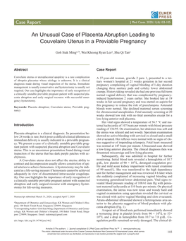 An Unusual Case of Placenta Abruption Leading to Couvelaire Uterus in a Previable Pregnancy