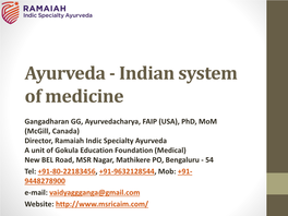 Indian System of Medicine