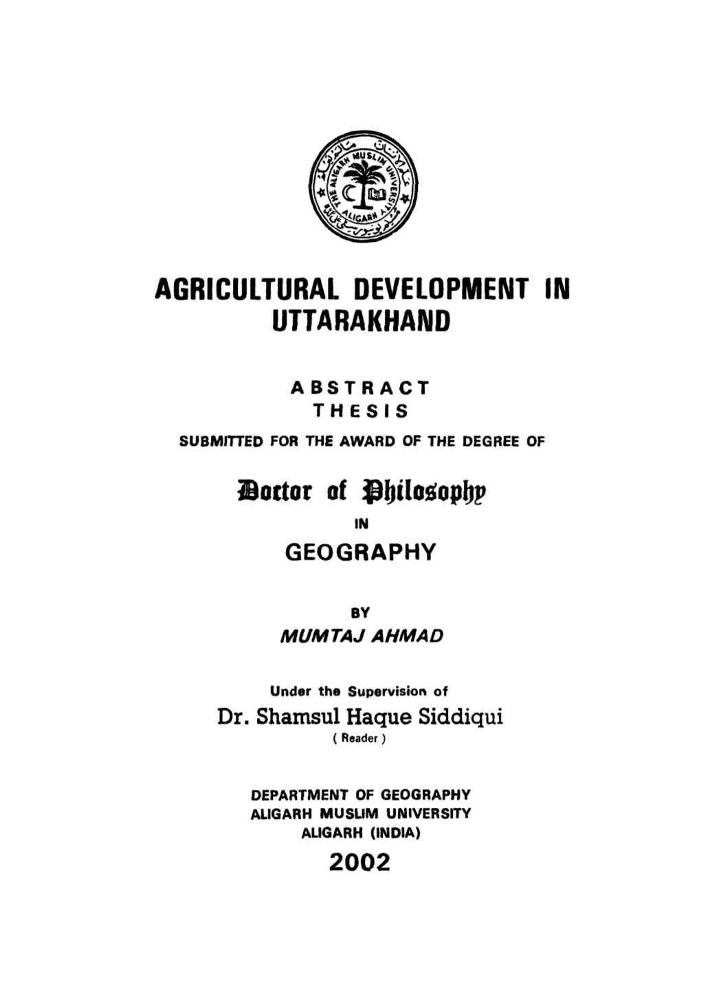 Agricultural Development in Uttarakhand