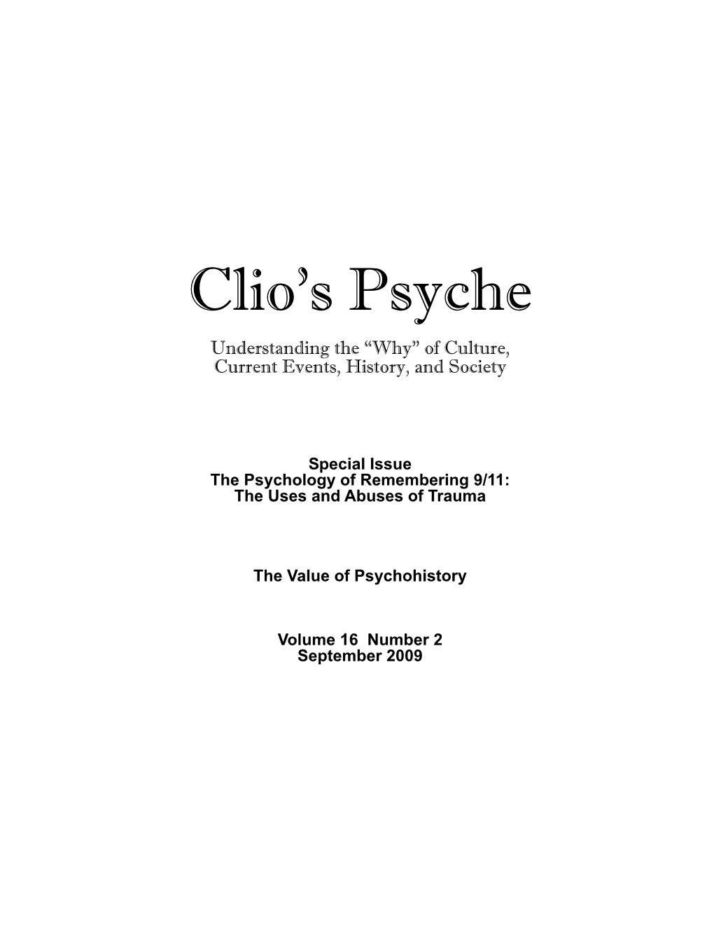Clios Psyche 16-2 Sept 2009