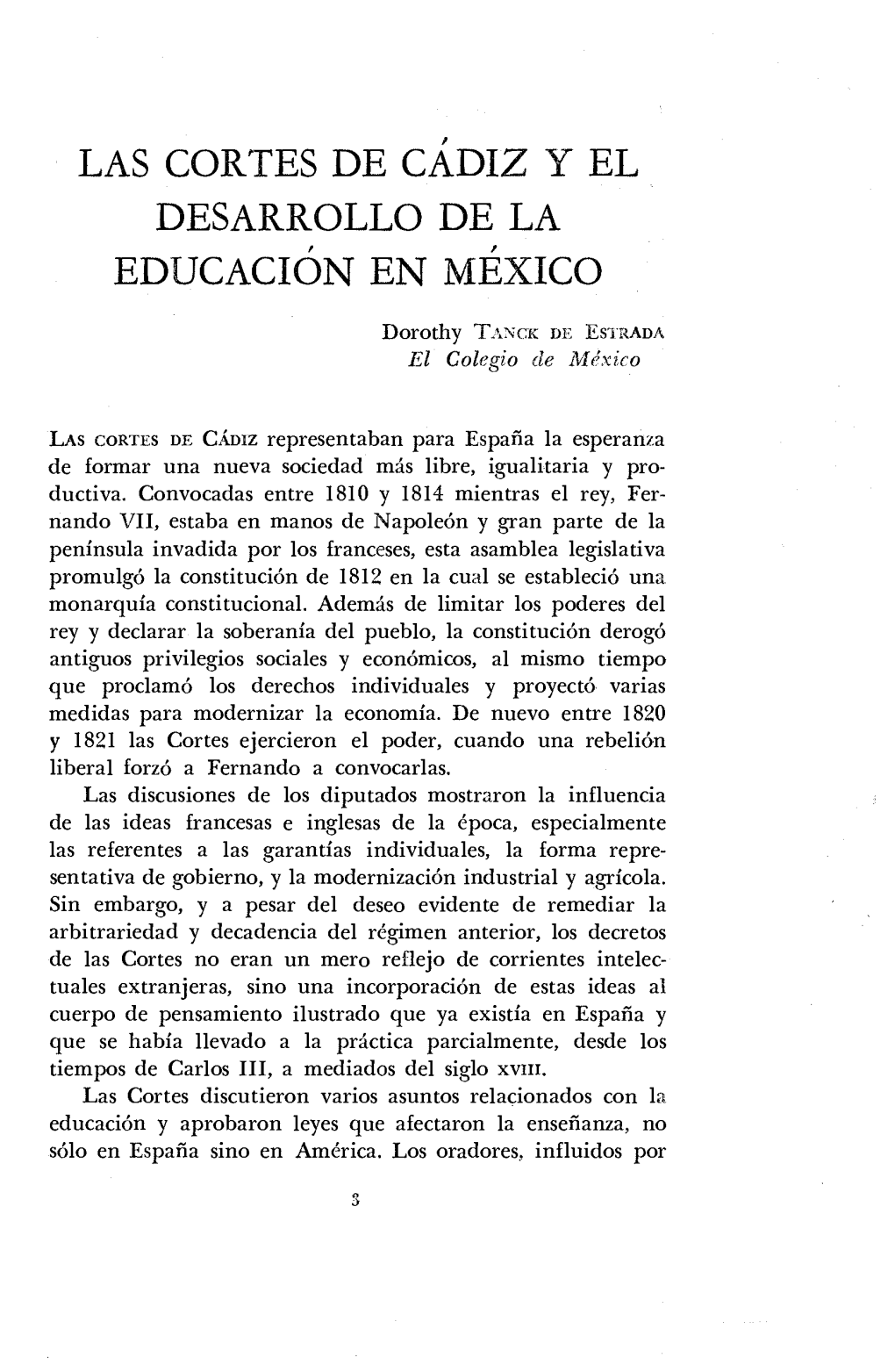 Las Cortes De Cadiz Y El Desarrollo De La Educacion En Mexico