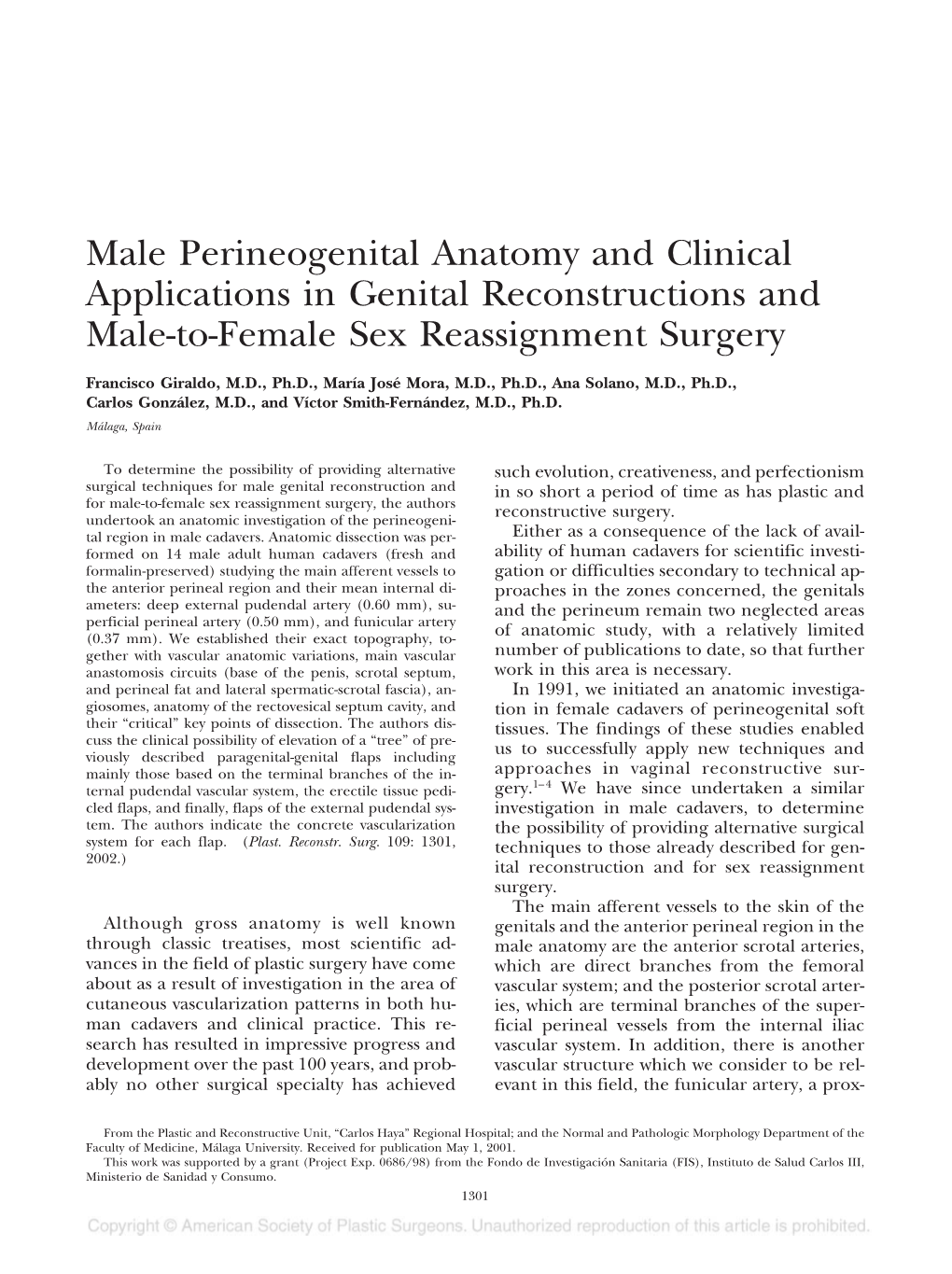 Male Perineogenital Anatomy and Clinical Applications in Genital Reconstructions and Male-To-Female Sex Reassignment Surgery