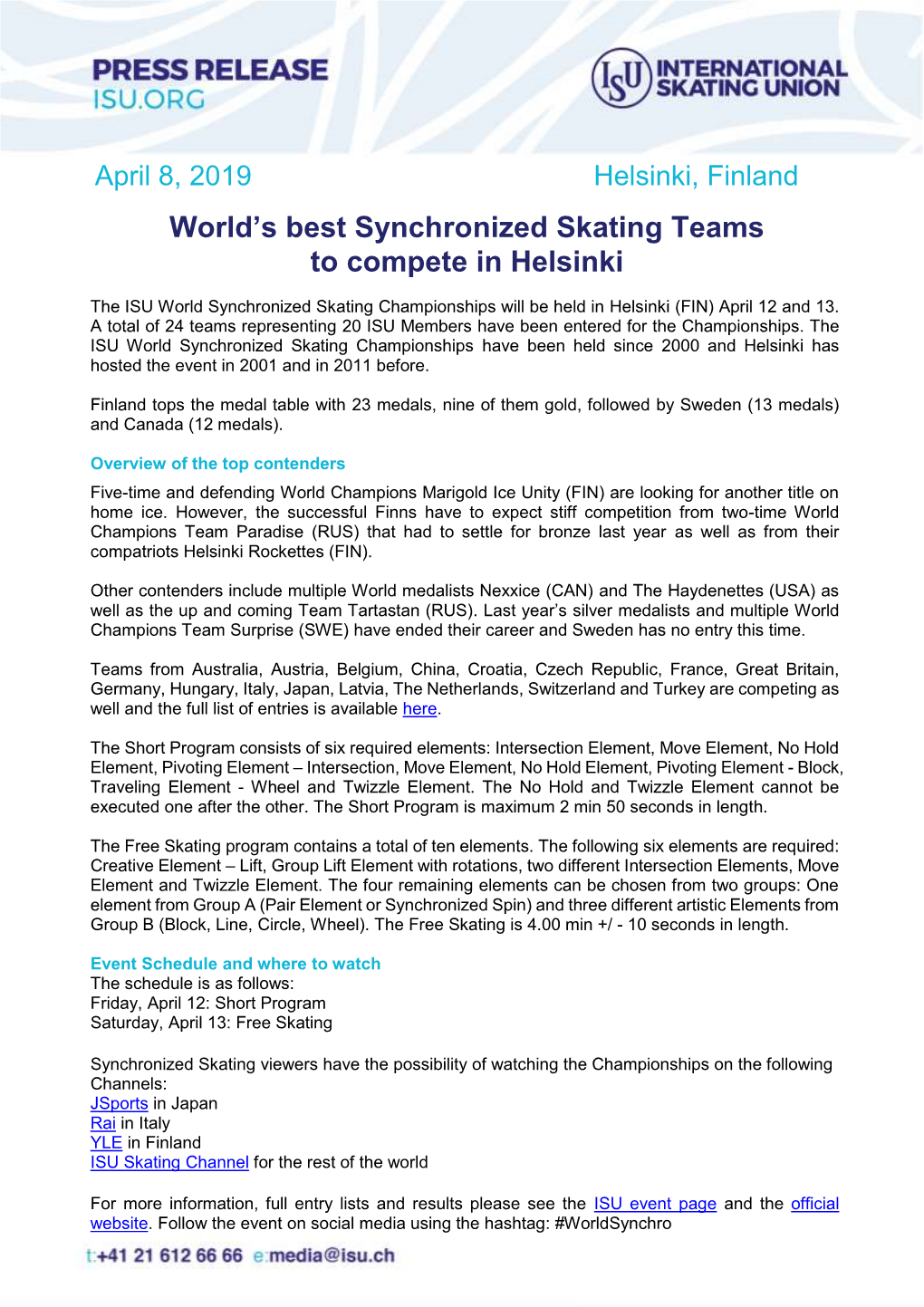 World's Best Synchronized Skating Teams to Compete in Helsinki