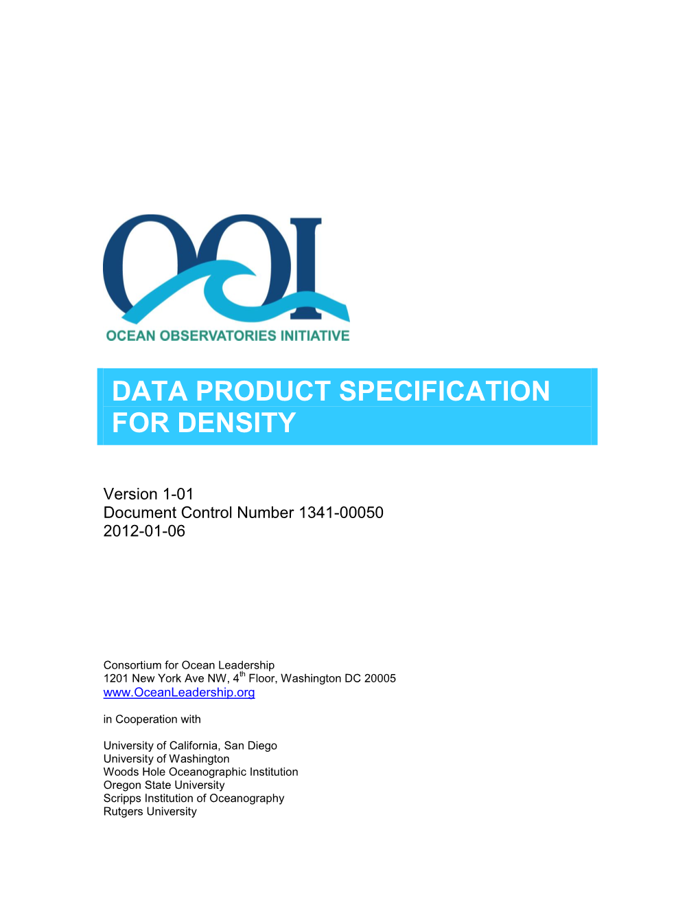 Data Product Specification for Density