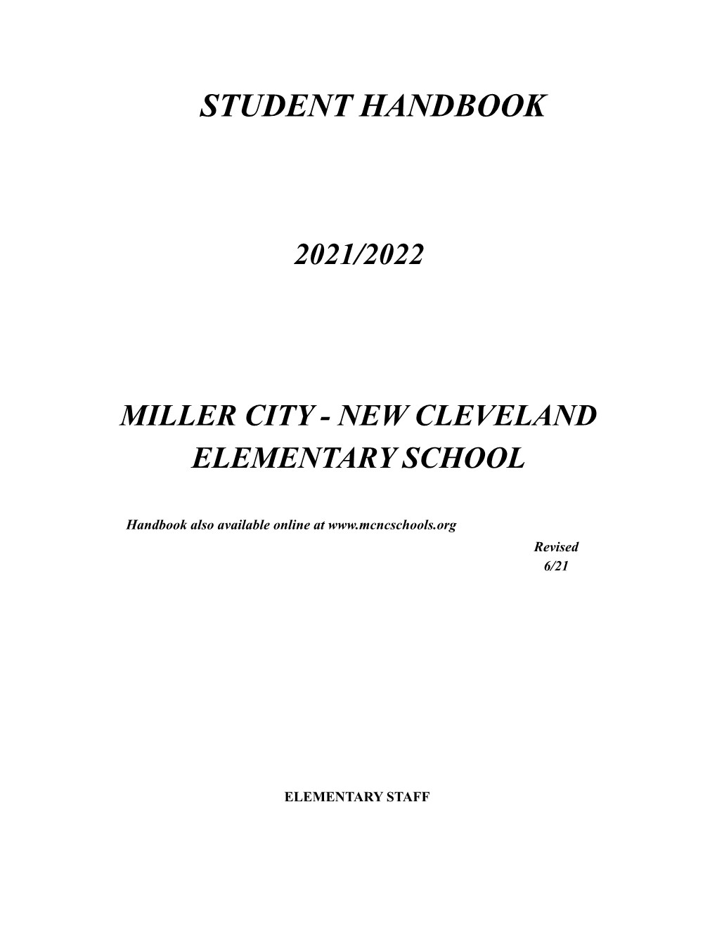 Elementary Student Handbook