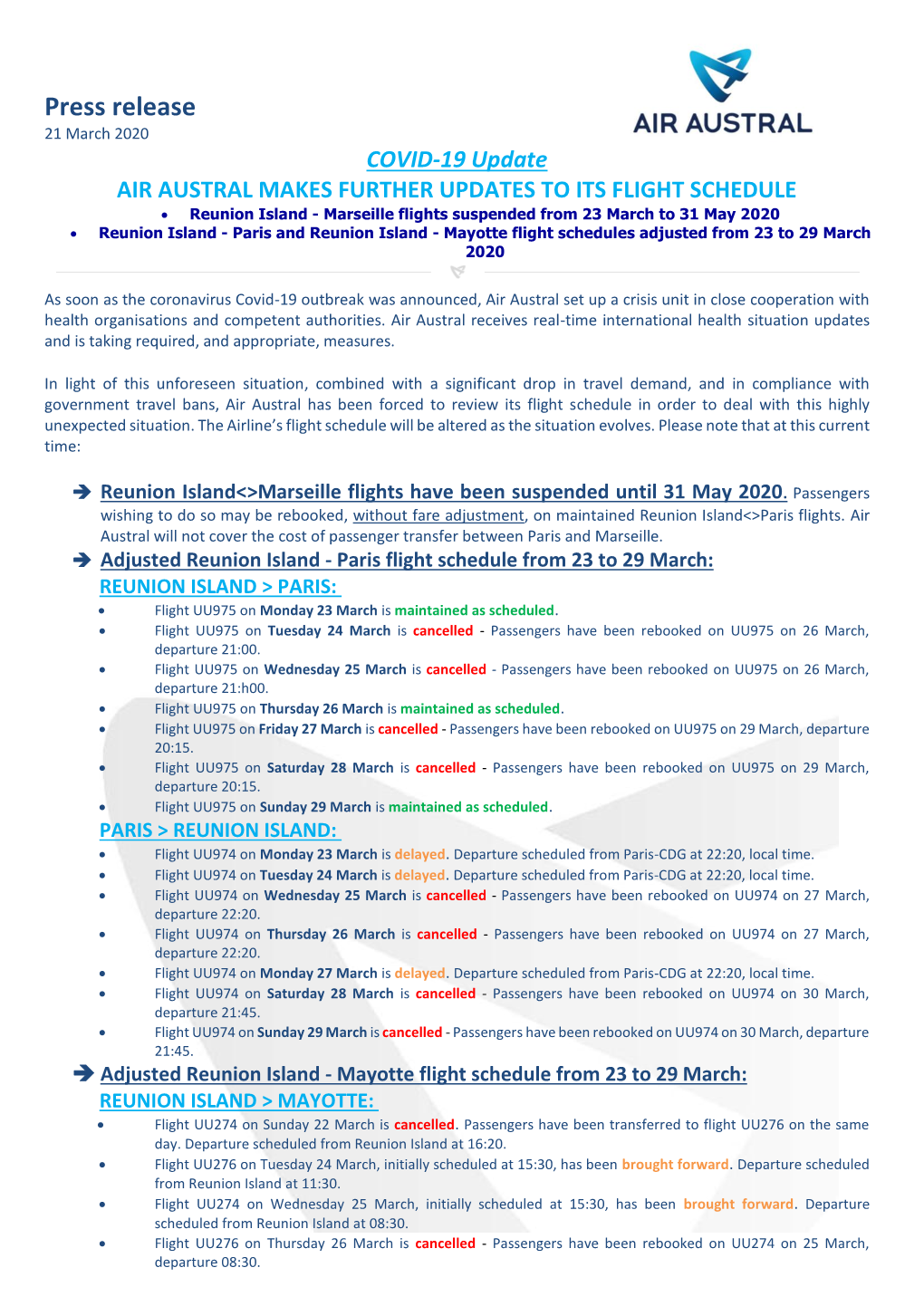 Air Austral Communication