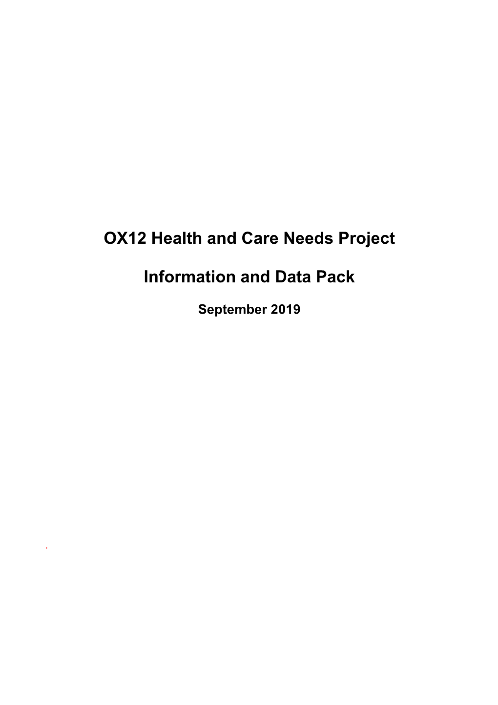 OX12 Health and Care Needs Project Information and Data Pack