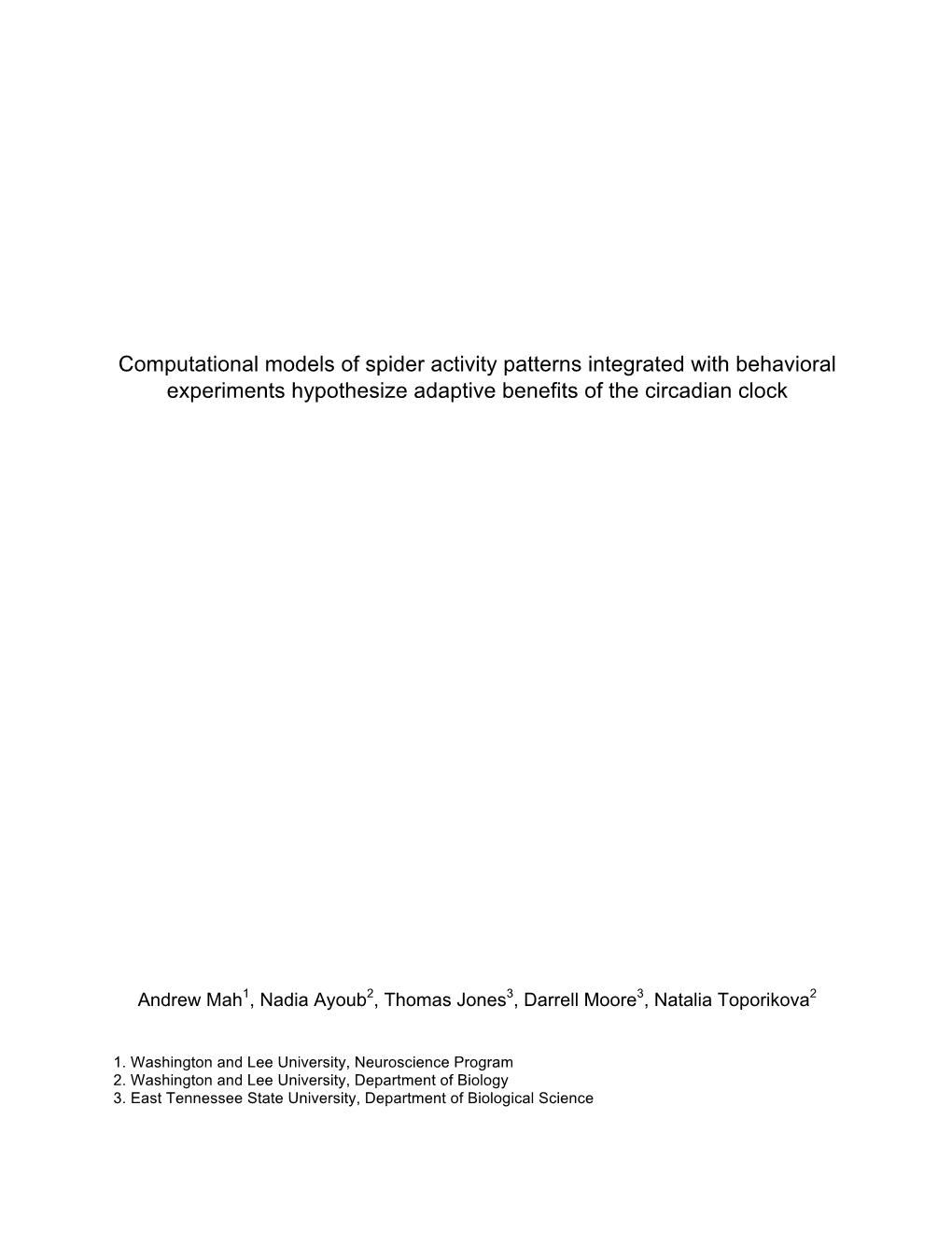 Computational Models of Spider Activity Patterns Integrated with Behavioral Experiments Hypothesize Adaptive Benefits of the Circadian Clock