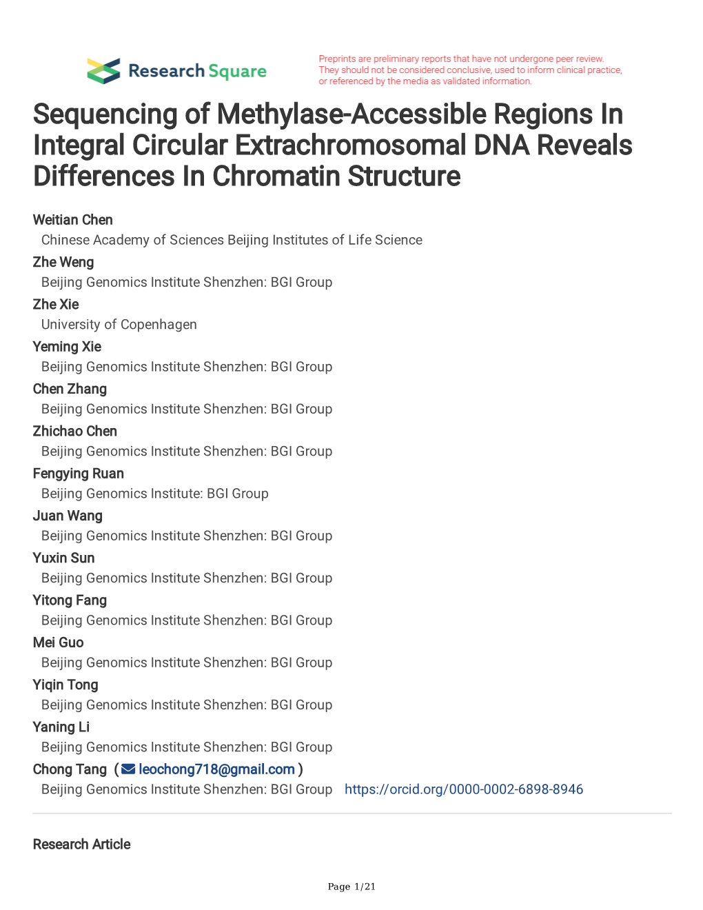 Sequencing of Methylase-Accessible Regions in Integral Circular Extrachromosomal DNA Reveals Differences in Chromatin Structure