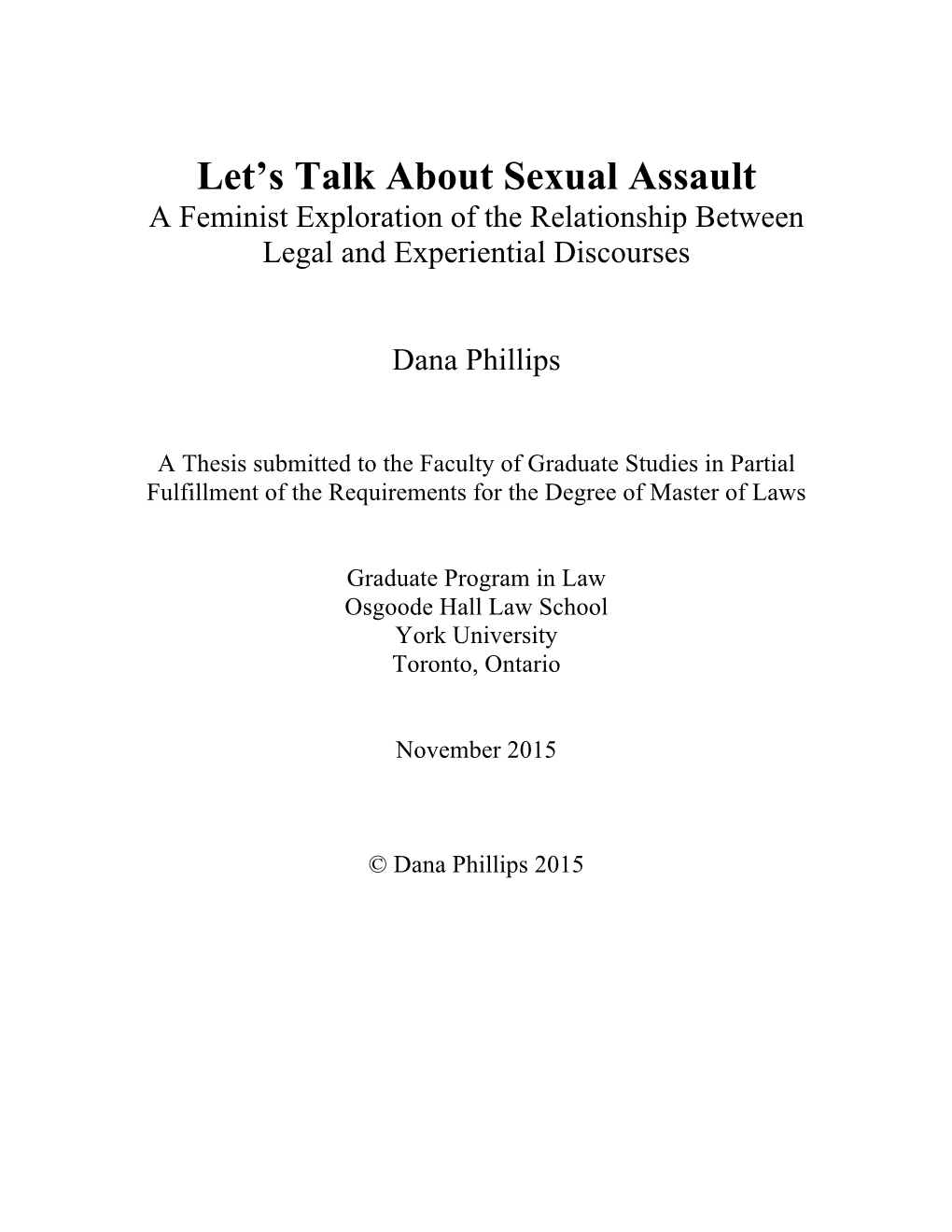 Let's Talk About Sexual Assault