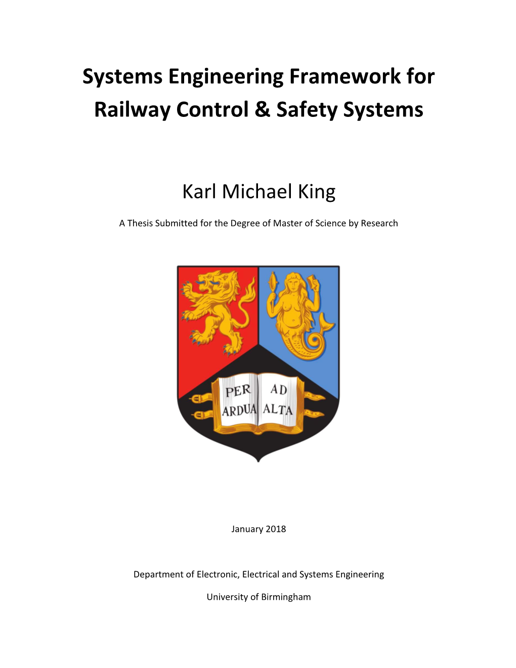 Systems Engineering Framework for Railway Control & Safety Systems