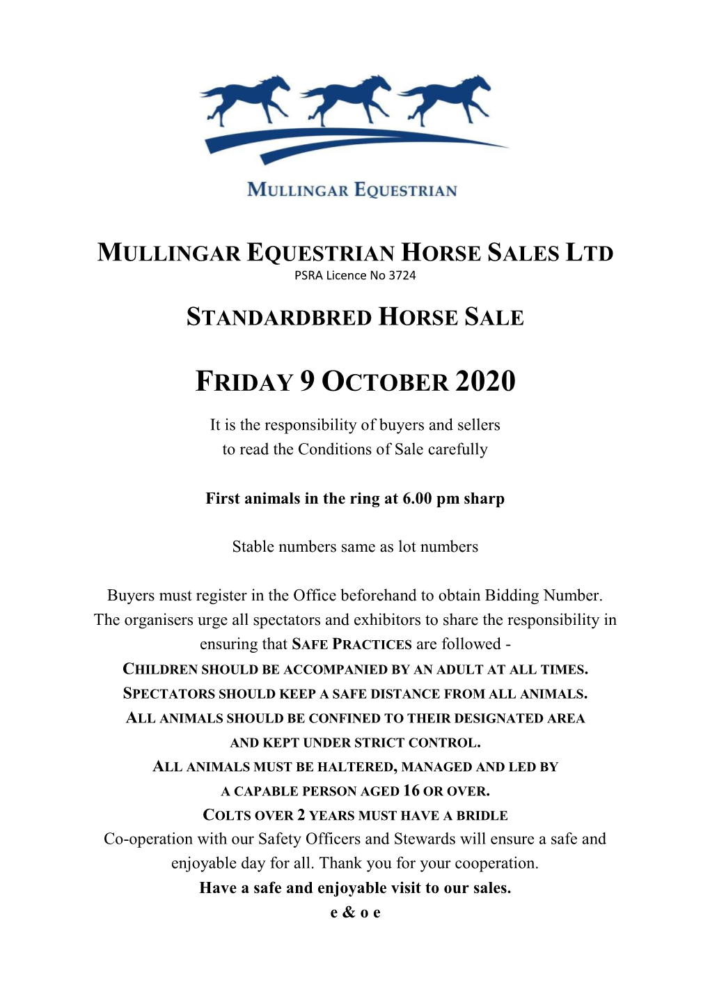 Standardbred Horse Sale Friday 9 October 2020