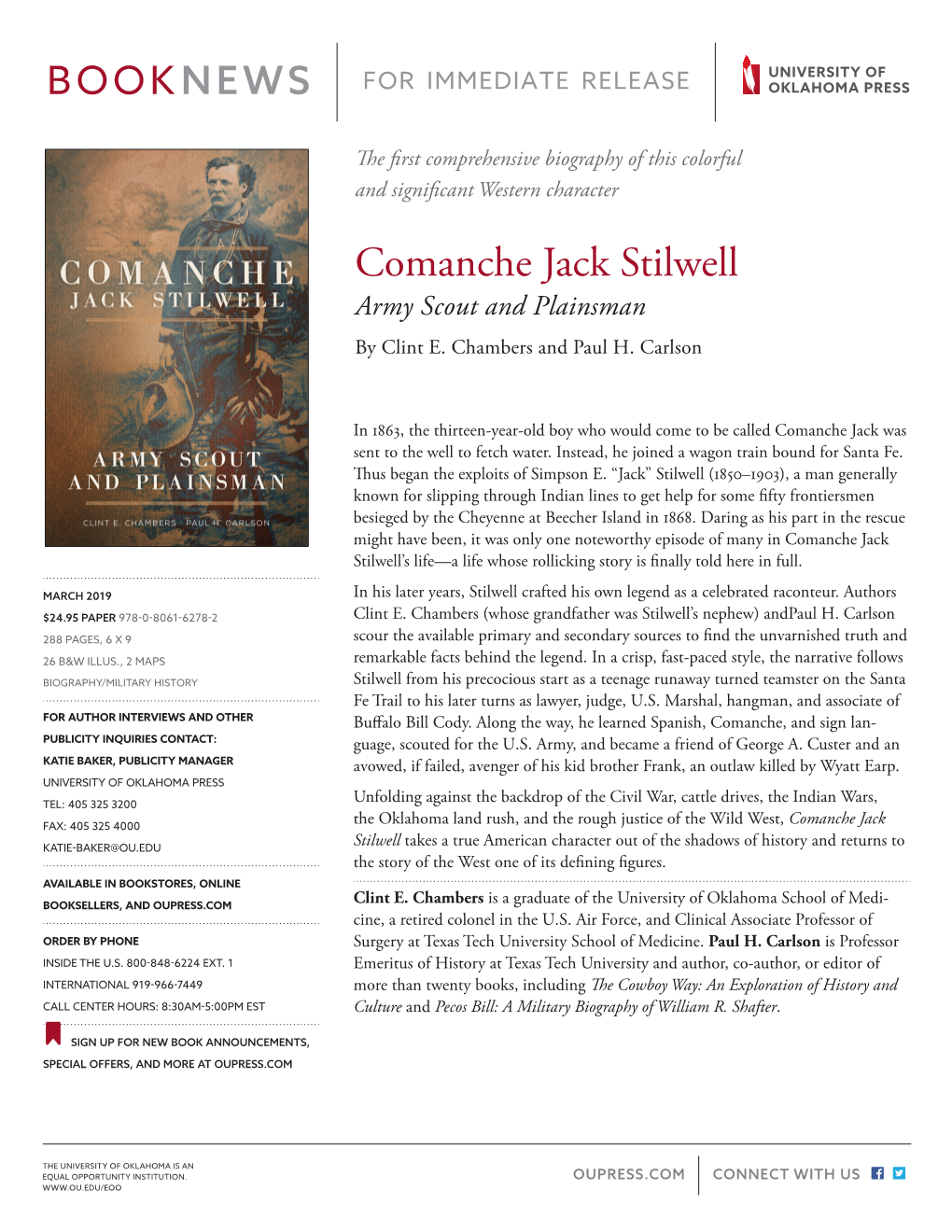 Comanche Jack Stilwell Army Scout and Plainsman