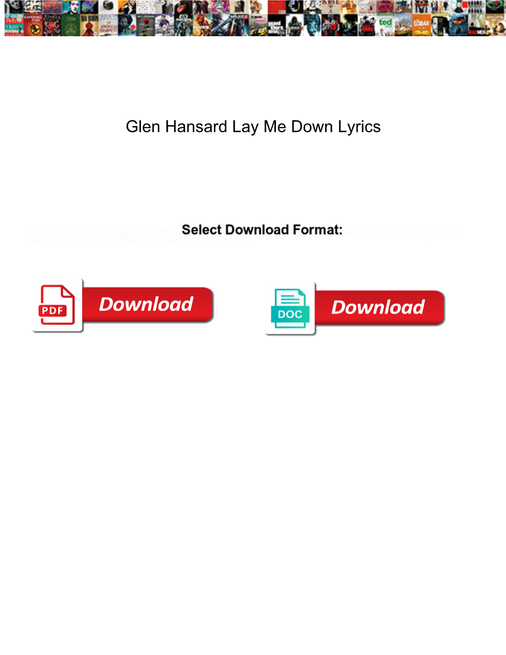 Glen Hansard Lay Me Down Lyrics