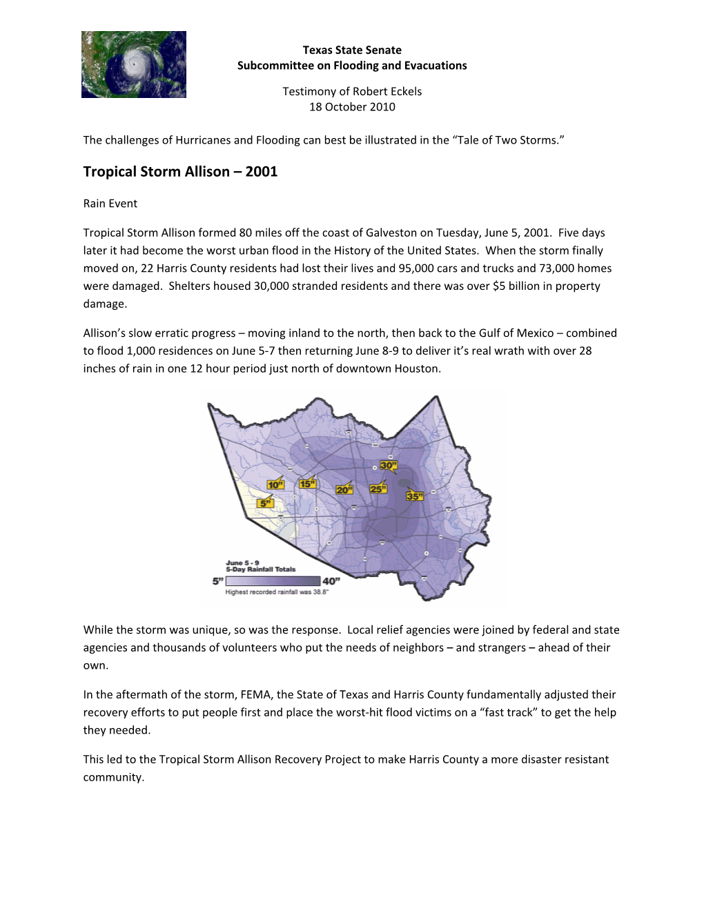 Tropical Storm Allison – 2001