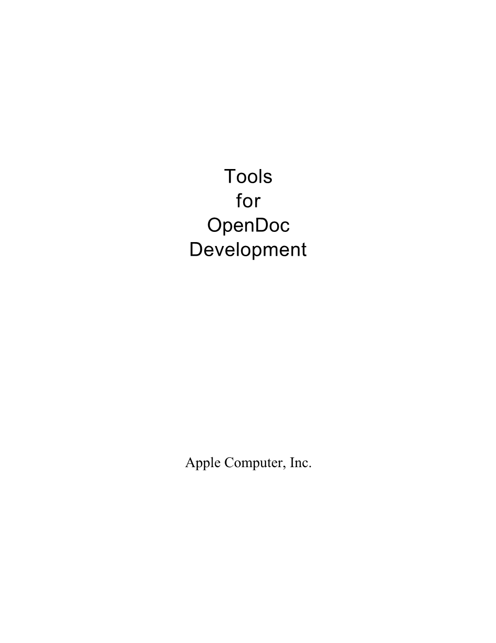 Tools for Opendoc Development