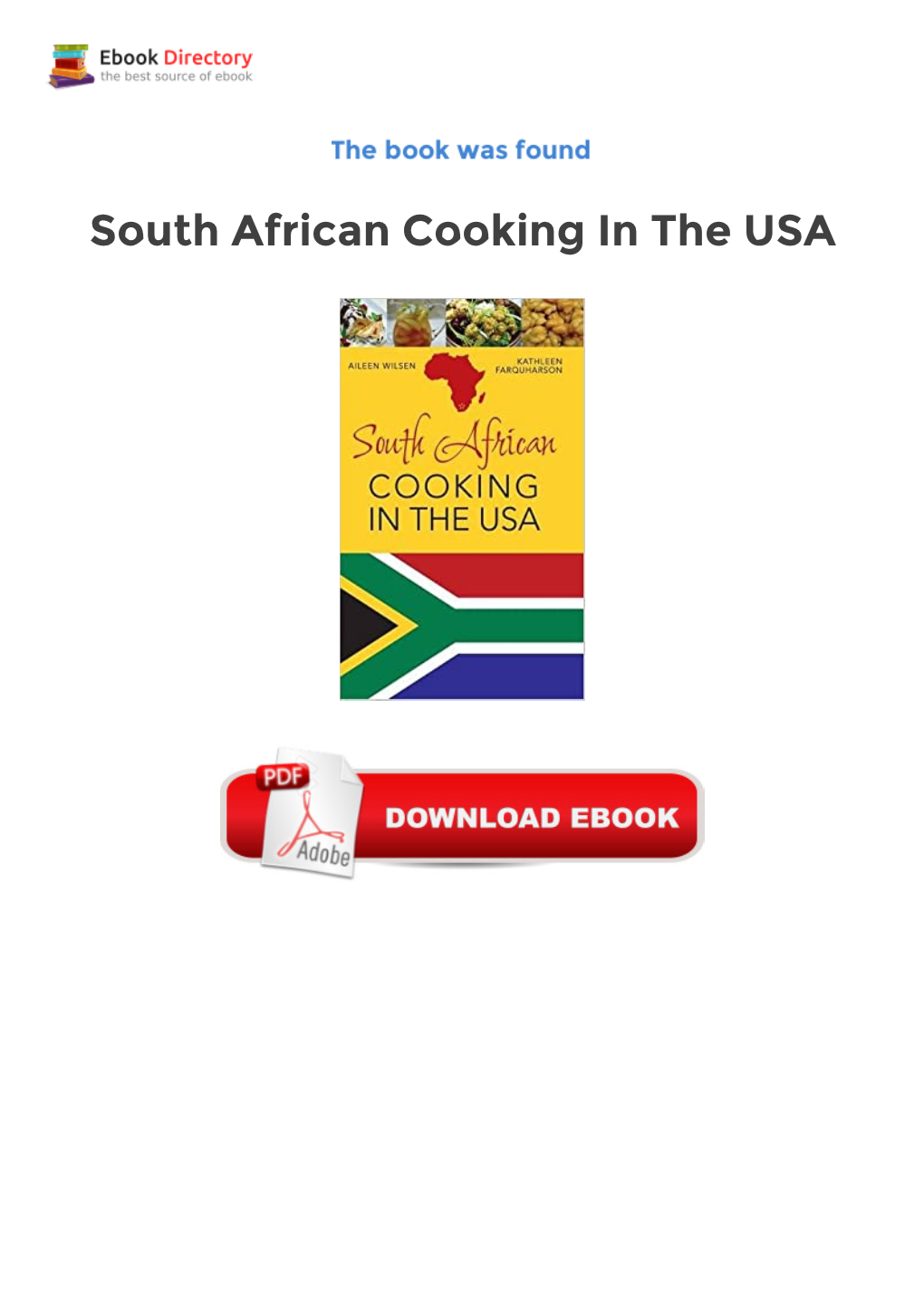 Ebook South African Cooking in the USA Freeware