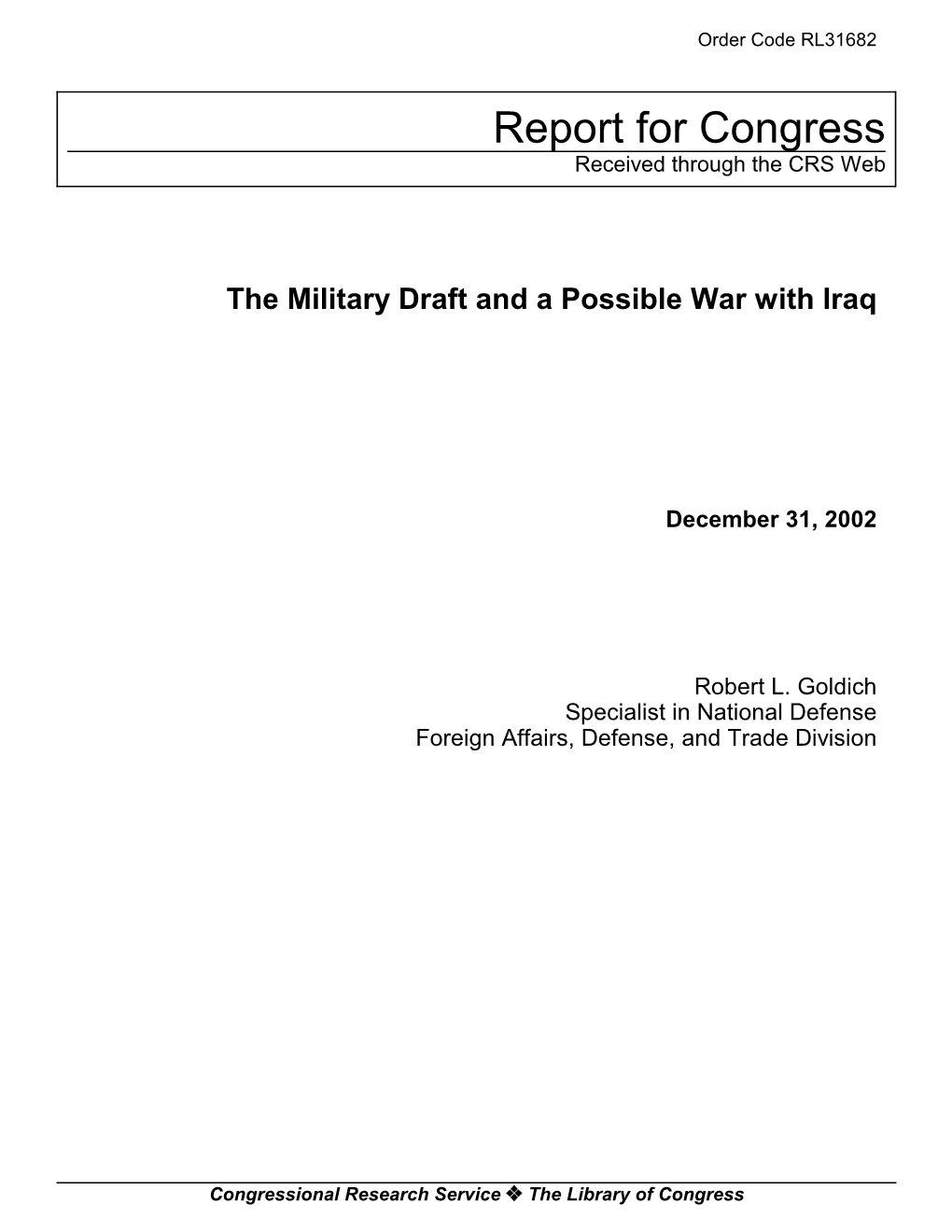 The Military Draft and a Possible War with Iraq