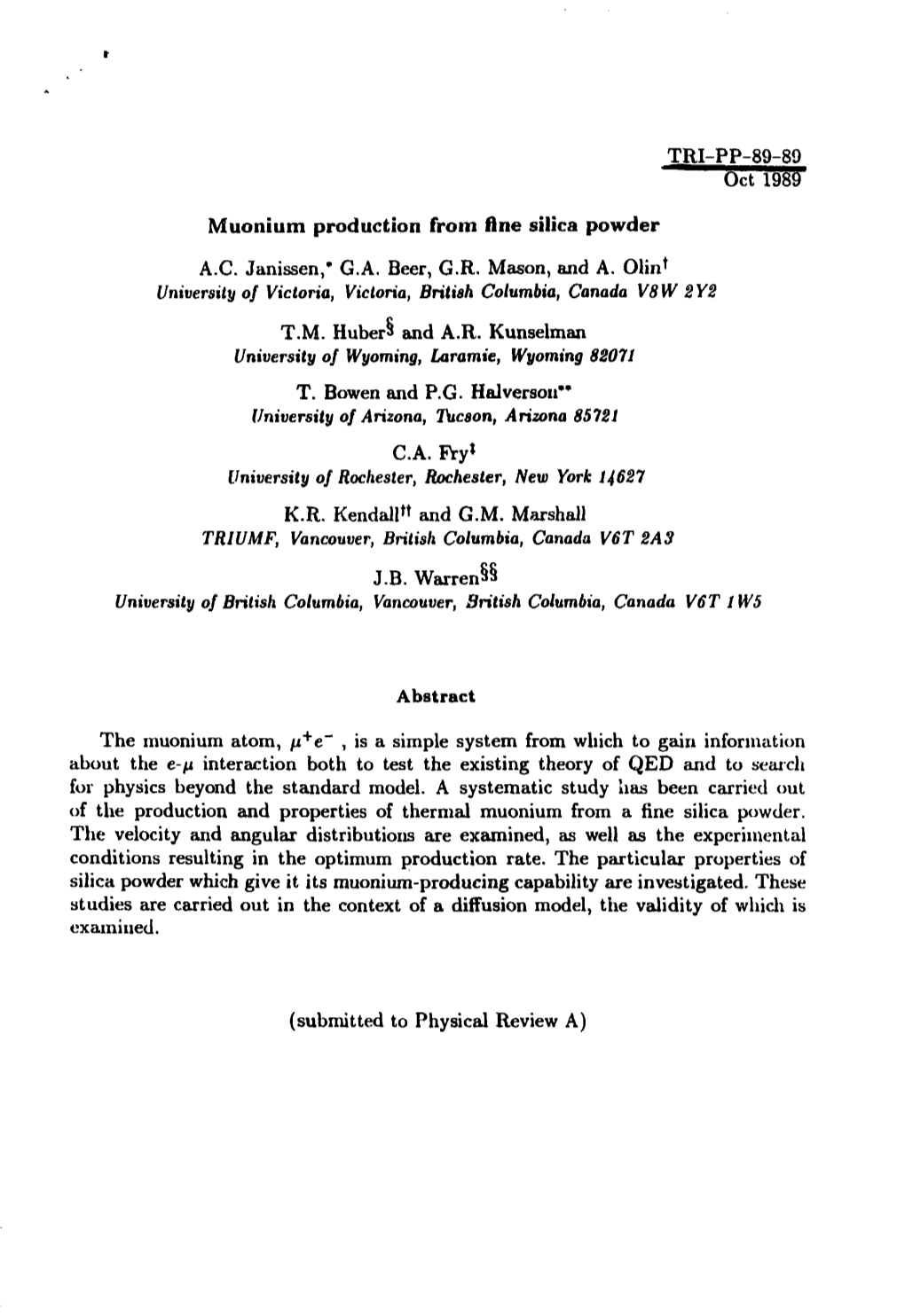 Muonium Production from Fine Silica Powder A.C