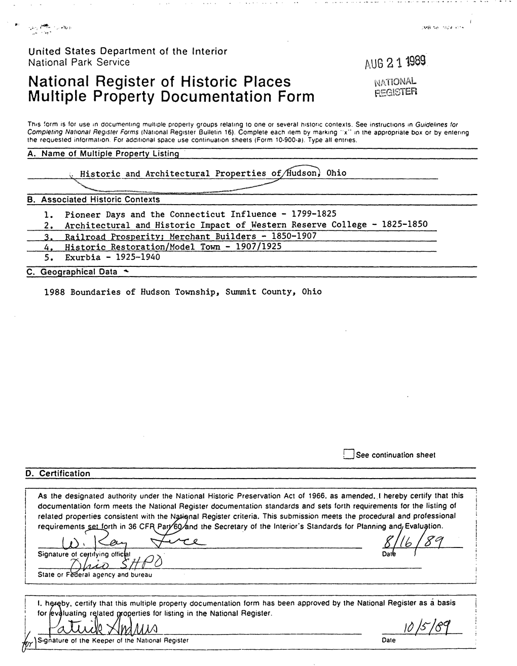 National Register of Historic Places Multiple Property Documentation Form