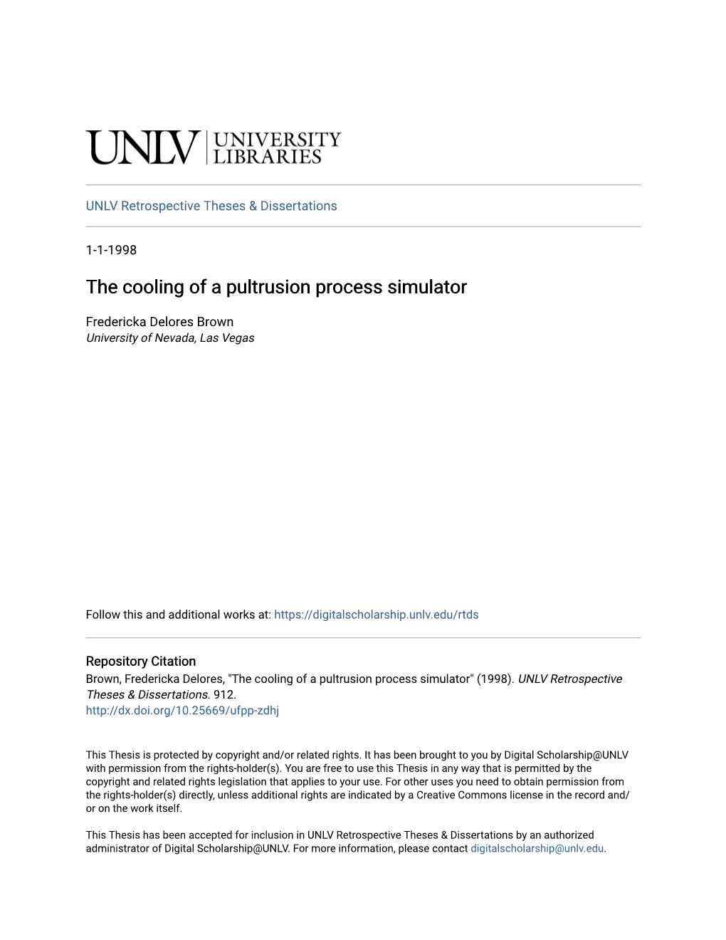 The Cooling of a Pultrusion Process Simulator