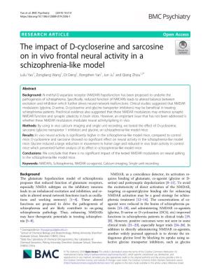 The Impact of D-Cycloserine and Sarcosine on in Vivo Frontal Neural