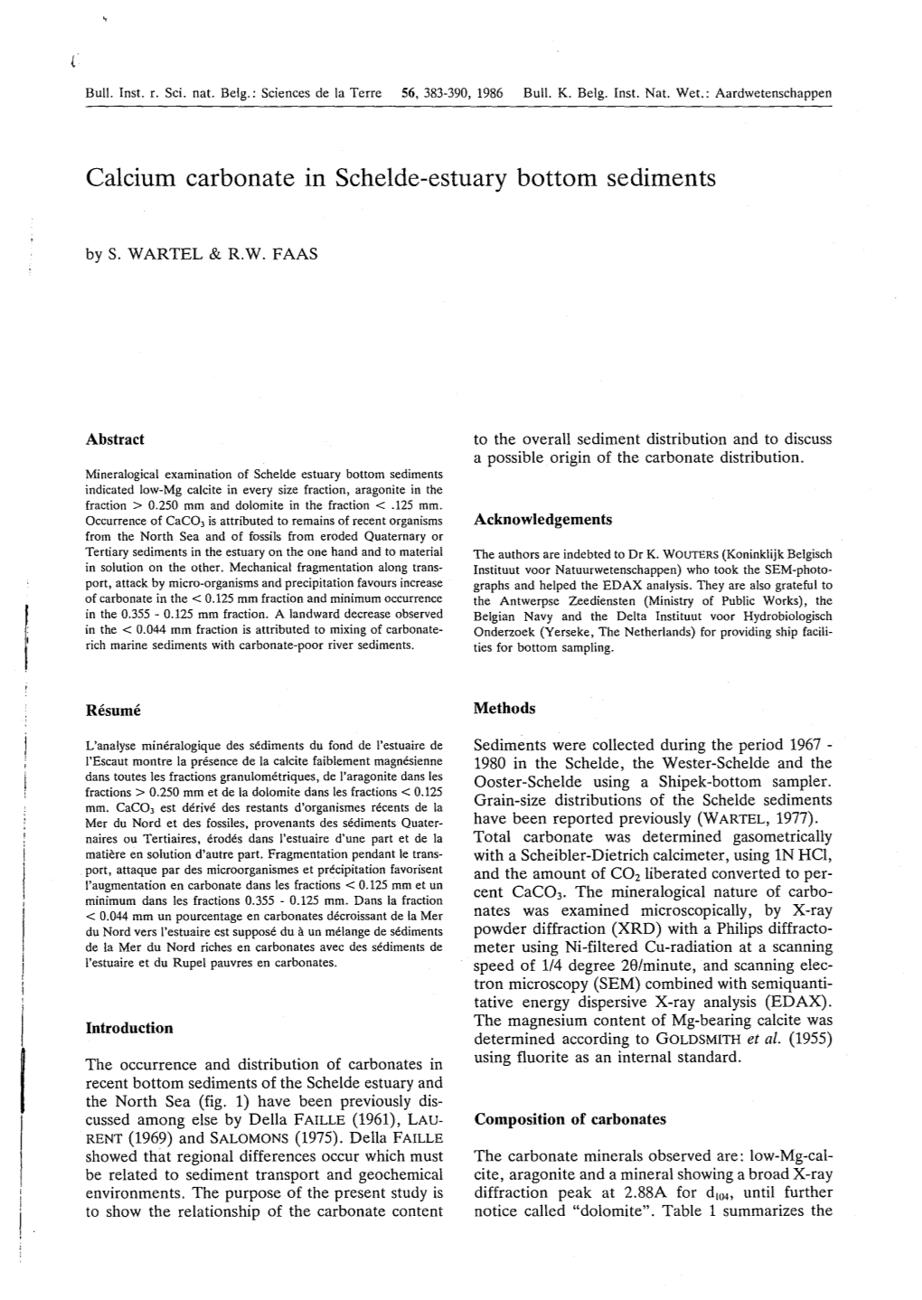 Calcium Carbonate 1N Schelde-Estuary Bottom Sediments