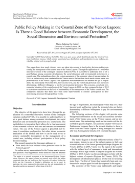 Public Policy Making in the Coastal Zone of the Venice Lagoon: Is