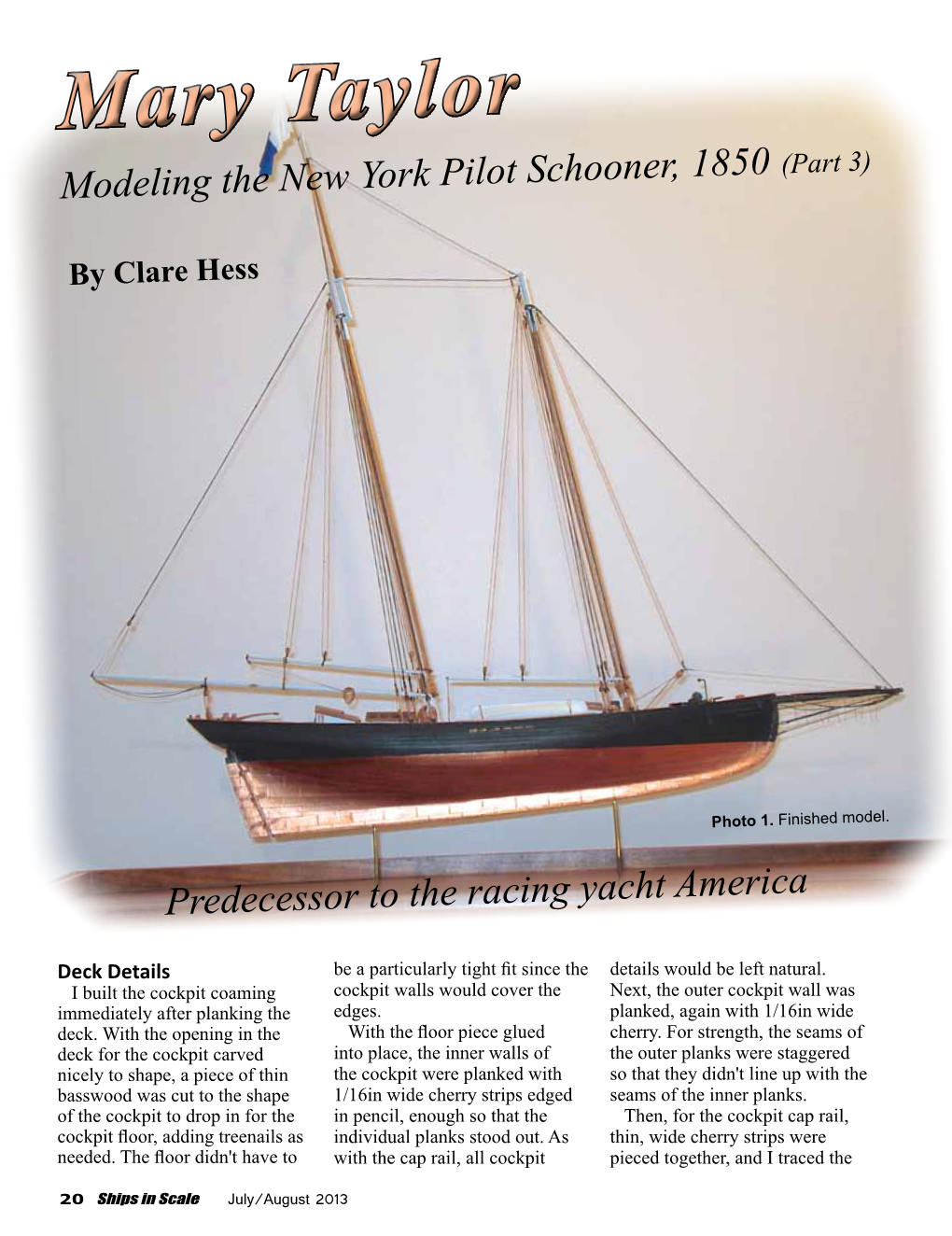 Mary Taylor (Part 3) Modeling the New York Pilot Schooner, 1850