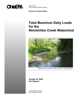 Total Maximum Daily Loads for the Nimishillen Creek Watershed