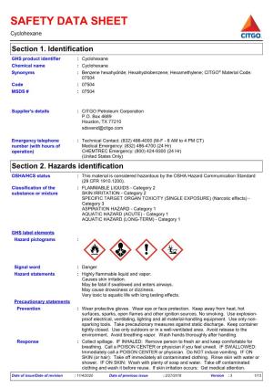 SAFETY DATA SHEET Cyclohexane