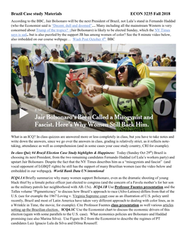 Brazil Case Study Materials ECON 3235 Fall 2018