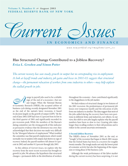 Has Structural Change Contributed to a Jobless Recovery? Erica L