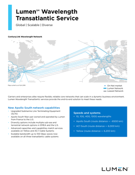 Lumensm Wavelength Transatlantic Service Global | Scalable | Diverse