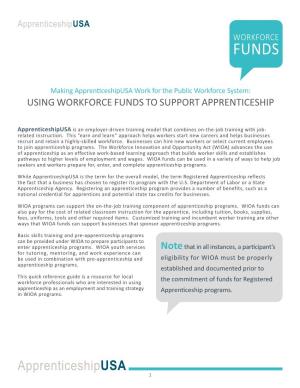 Using Workforce Funds to Support Apprenticeship