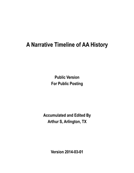 A Narrative Timeline of AA History