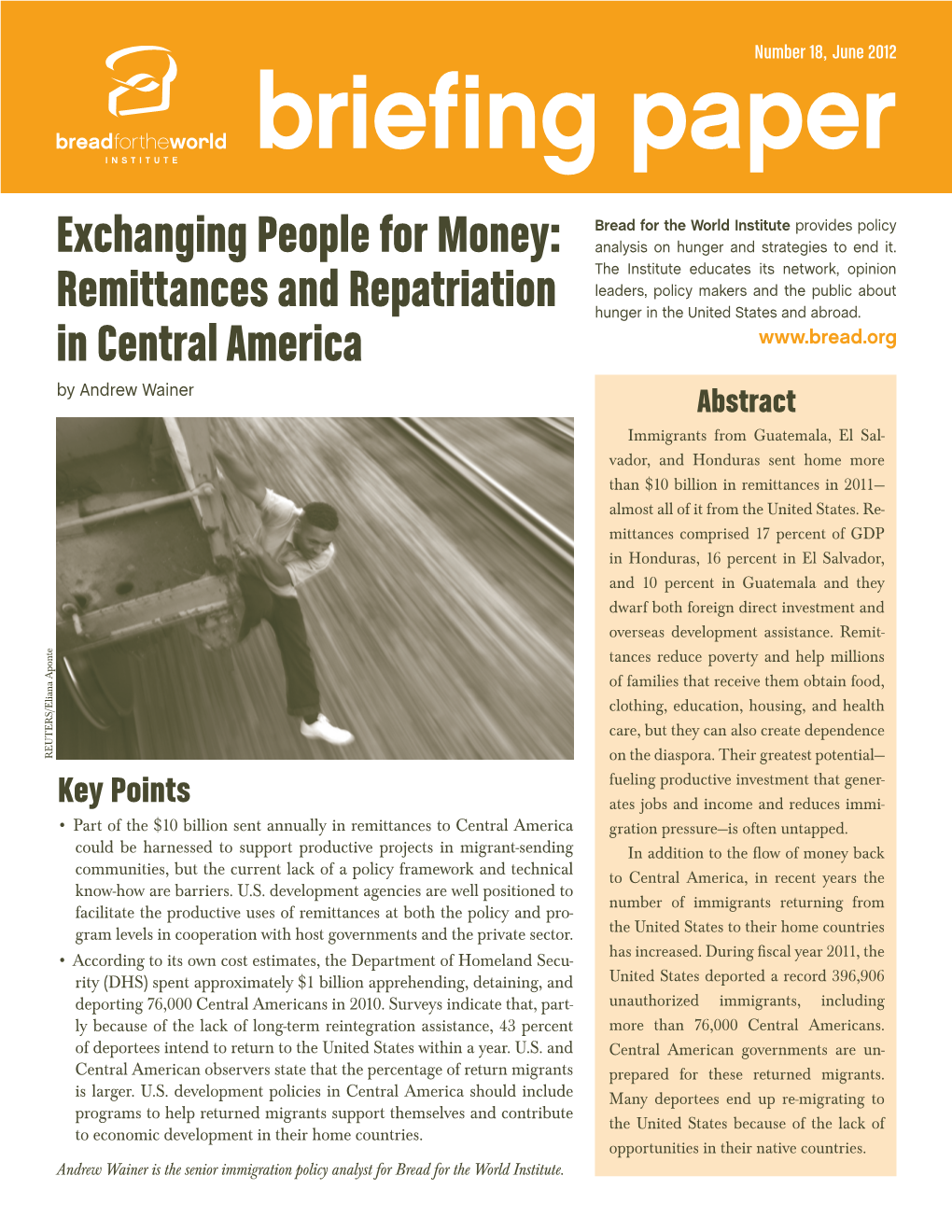 Briefing Paper: Remittances and Repatriation in Central America
