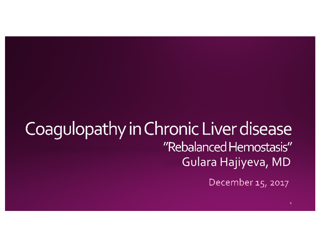 Coagulopathy in Liver Disease