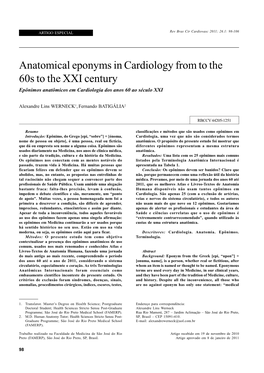 Anatomical Eponyms in Cardiology from to the 60S to the XXI Century Epônimos Anatômicos Em Cardiologia Dos Anos 60 Ao Século XXI