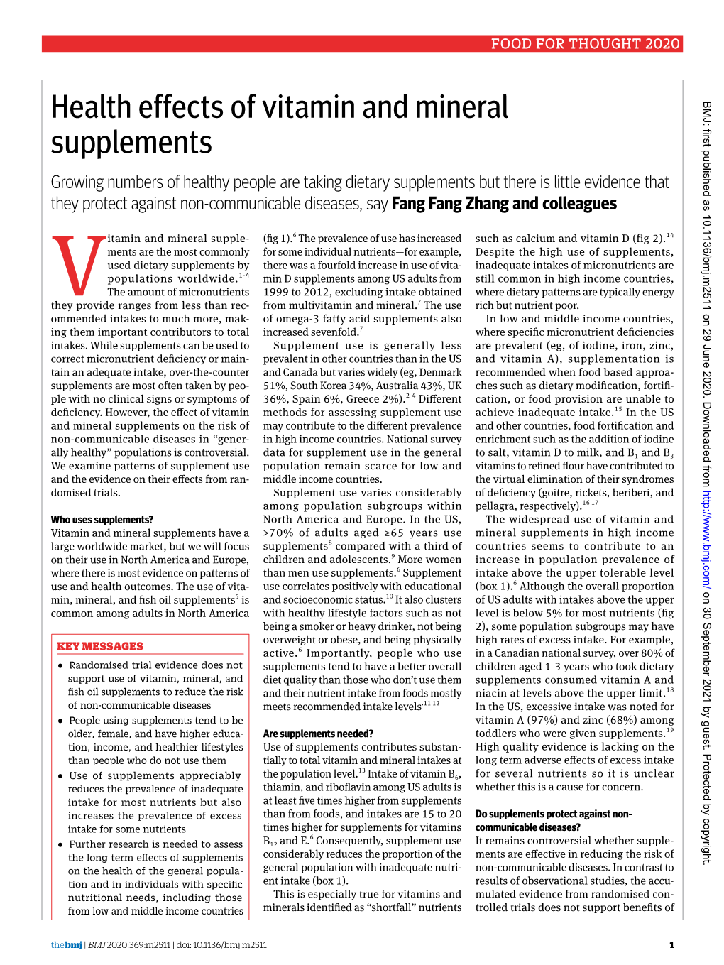 Health Effects of Vitamin and Mineral Supplements