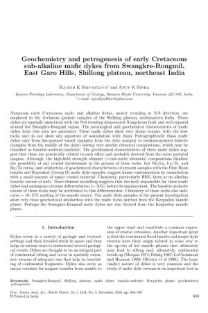 Geochemistry and Petrogenesis of Early Cretaceous Sub-Alkaline Mafic