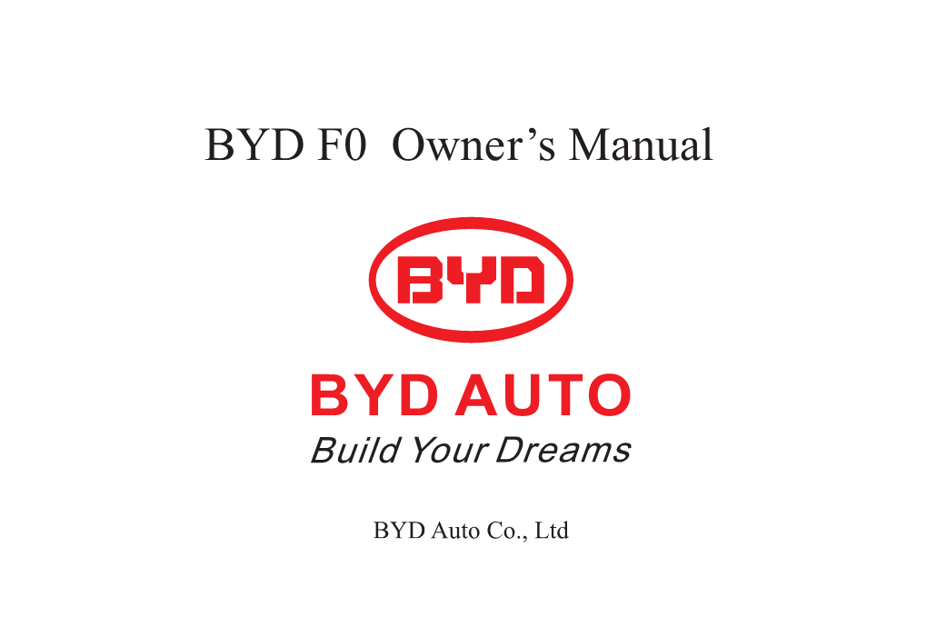 BYD F0 Owner's Manual