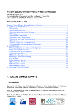 Severn Estuary Climate Change Citations Database 1. CLIMATE