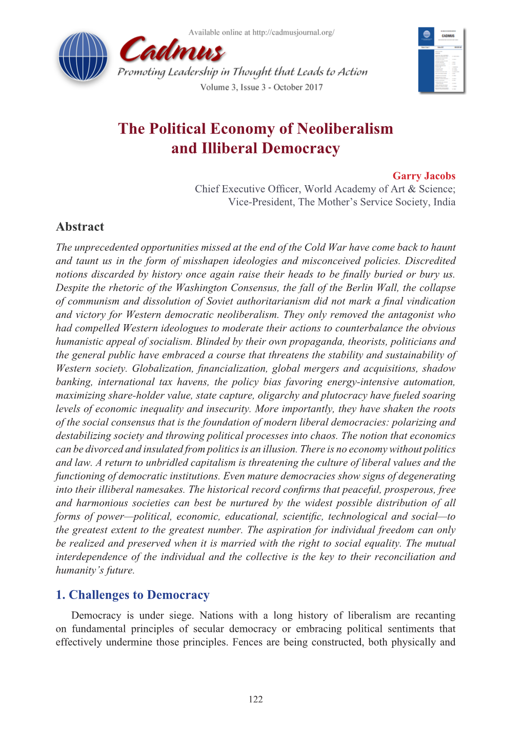 The Political Economy of Neoliberalism and Illiberal Democracy