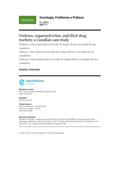 Violence, Organized Crime, and Illicit Drug Markets: a Canadian Case Study