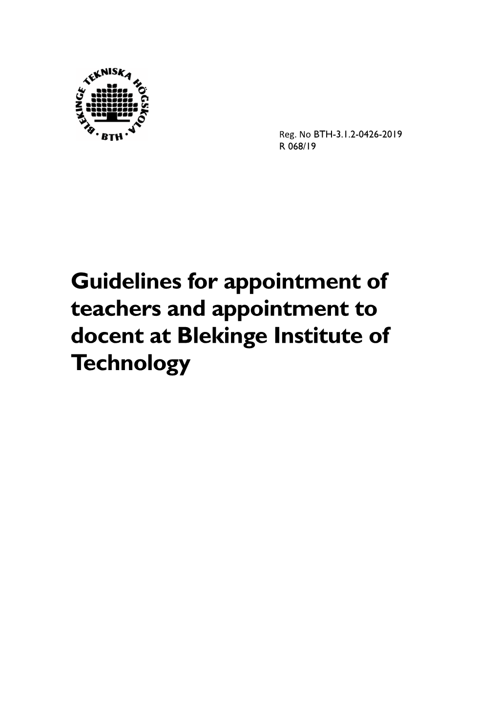 Guidelines for Appointment of Teachers and Appointment to Docent